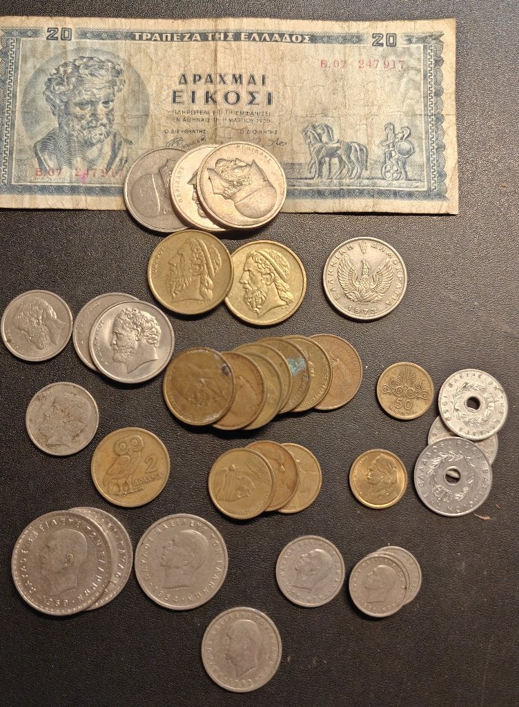 lot de drachmes grecques, Enlèvement, Monnaies et Billets de banque