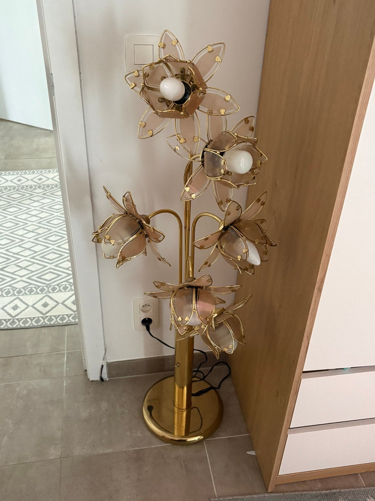 Italiaanse Hollywood Regency Lotus vloerlamp, Ophalen of Verzenden, Zo goed als nieuw