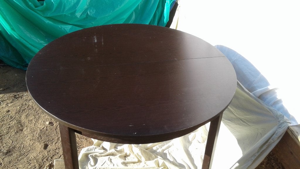 Bakelieten terras- of tuintafel, Ophalen, Ovaal, Hout