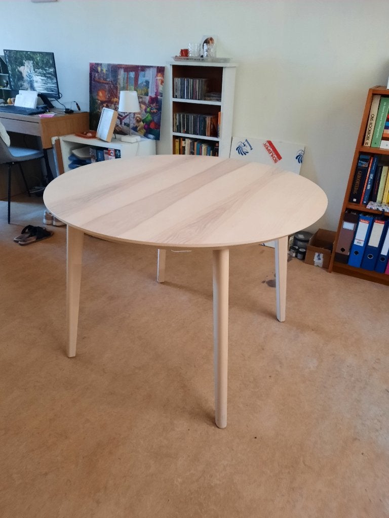 tafel Ikea Lisabo, Maison & Meubles, 100 à 150 cm, Quatre personnes, Rond, Comme neuf