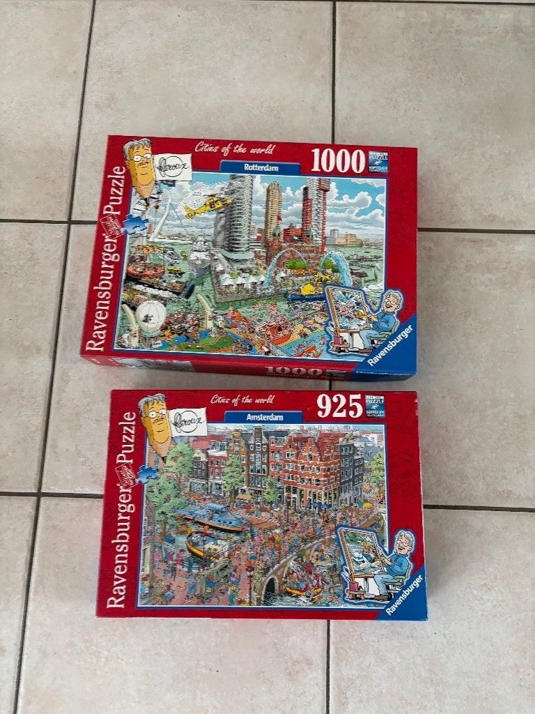 Puzzels Ravenburger (925 + 1000 stuks) Cities of the world, Ophalen, 500 t/m 1500 stukjes, Zo goed als nieuw, Legpuzzel