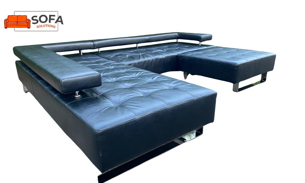 Montèl Cipriani zwart leren hoekzetel en gratis levering, Huis en Inrichting, Zetels | Zetels, Hoekbank, Ophalen of Verzenden