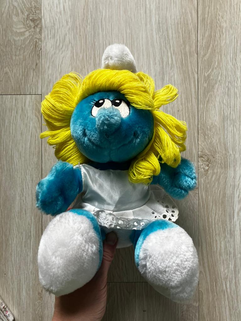 Vintage knuffel smurfin, Verzamelen, Smurfen, Ophalen, Zo goed als nieuw, Smurfin
