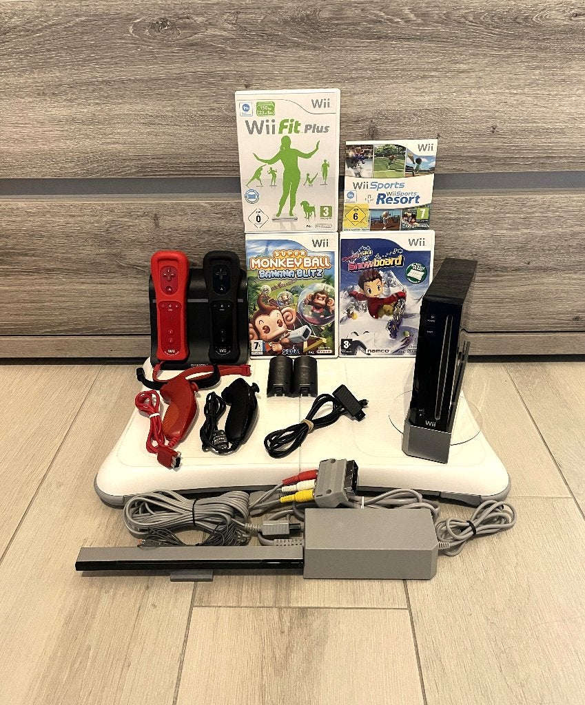 Nintendo Wii spelconsole met board, accessoires en spellen, Games en Spelcomputers, Spelcomputers | Nintendo Wii, Zo goed als nieuw