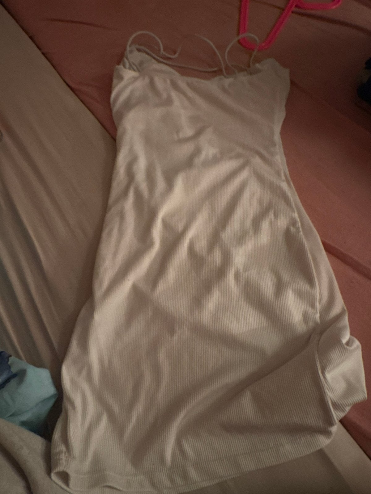 witte jurk met spaghetti bandjes, Kleding | Dames, Jurken, Wit, Zo goed als nieuw, Boven de knie, Ophalen
