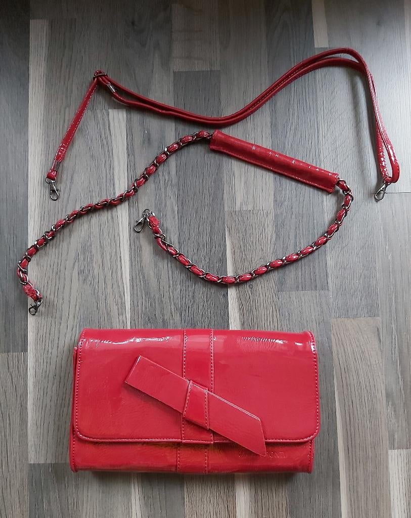 zwarte of rode vintage handtas, Marta Ponti, (+2 riemen), Enlèvement ou Envoi, Comme neuf, Sac à main