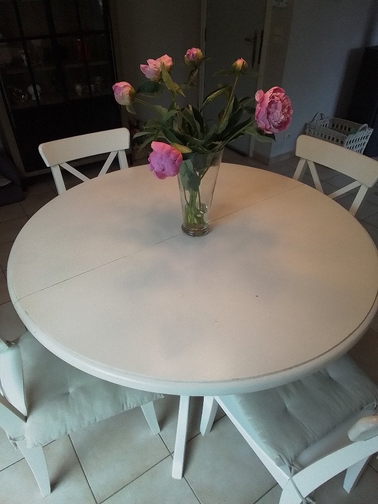 Eettafel  uittrekbaar +4 stoelen, Ophalen, Zo goed als nieuw