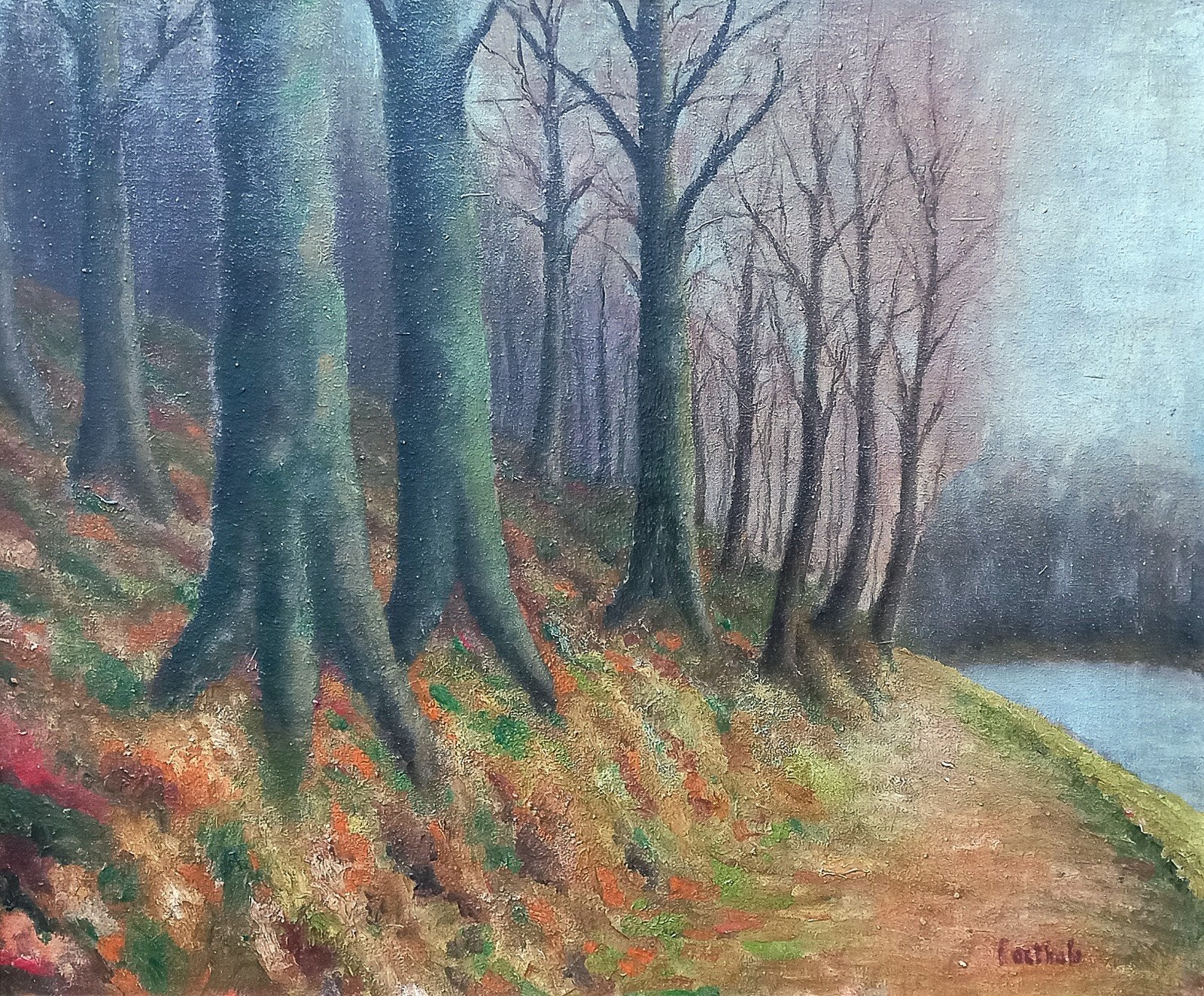 Léon CORTHALS. Paysage. Huile sur toile. 50×60 cm, Antiquités & Art, Paysage, Toile