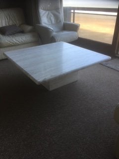 Travertin Salontafel 1 x 1 m,  dikte 3 cm afgerond, 50 à 100 cm, Enlèvement, 50 à 100 cm, Autres matériaux