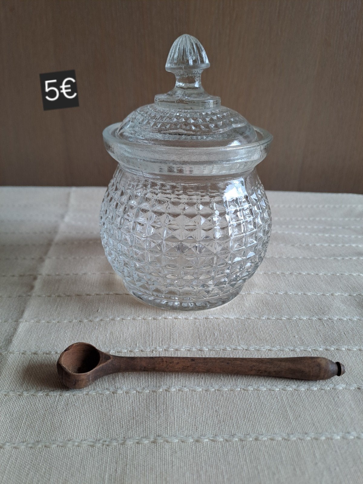 Suikerpot met houten lepeltje, Ophalen of Verzenden
