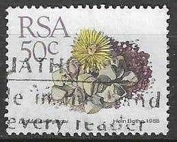 Afrique du Sud 1988 - Yvert 671 - Succulentes fleuries (ST), Envoi, Afrique du Sud, Affranchi