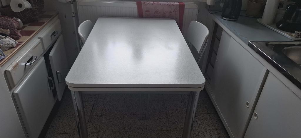 Table extensible + 4 chaises, 100 à 150 cm, Quatre personnes, Comme neuf, Enlèvement