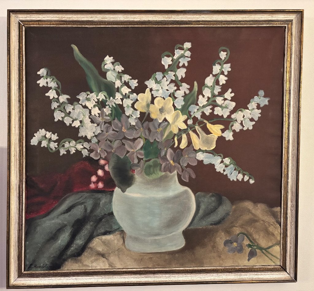 Groot schilderij afgetekend door L. Mondelaers, Enlèvement, Classique, Signé, Fleurs