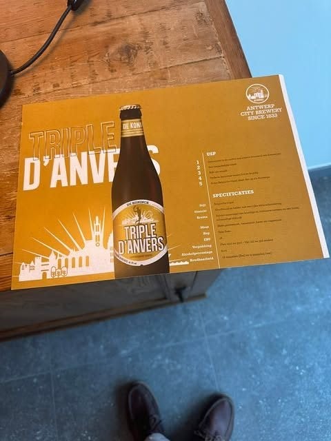 info blad triple d'Anvers Antwerp city brewery, Verzamelen, Ophalen, Overige typen, Nieuw, Triple d'anvers