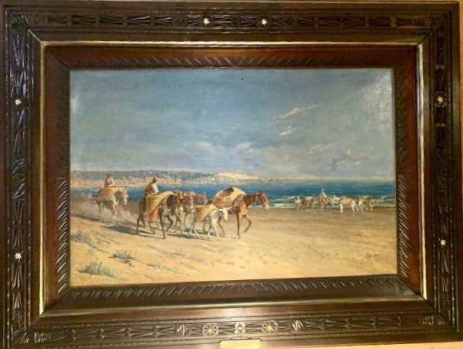Tableau orientaliste, Antiquités & Art, Œuvre originale, Peinture à l'huile, Paysage, Enlèvement