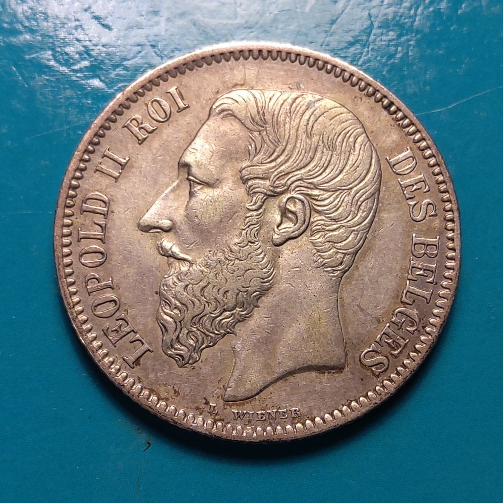 België 2 frank zilver Leopold II 1866 FR - met kruis, Timbres & Monnaies, Enlèvement ou Envoi, Monnaie en vrac, Argent, Argent