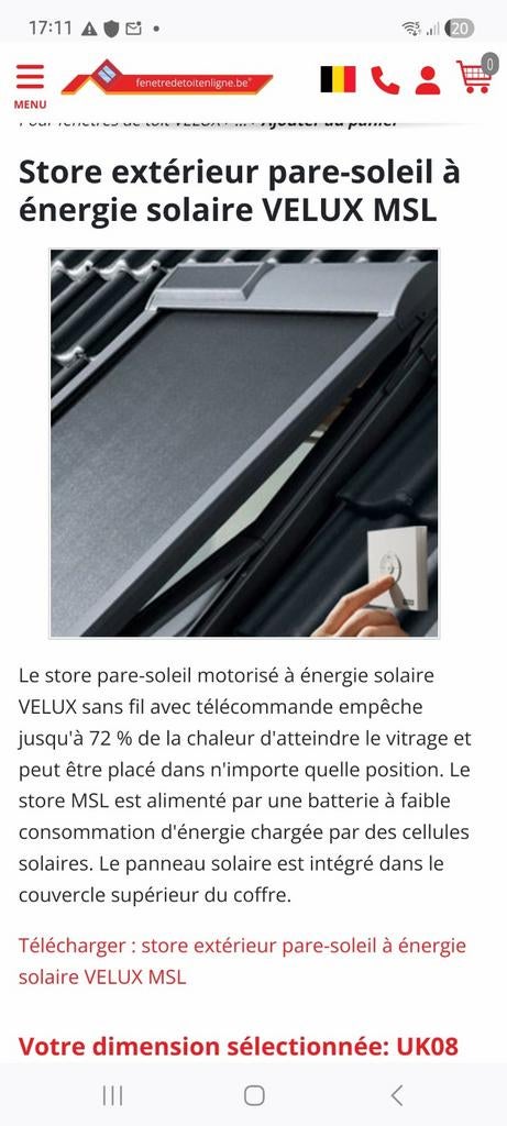 4 pare-soleil extérieurs velux électriques MML UK08 5060s, Neuf