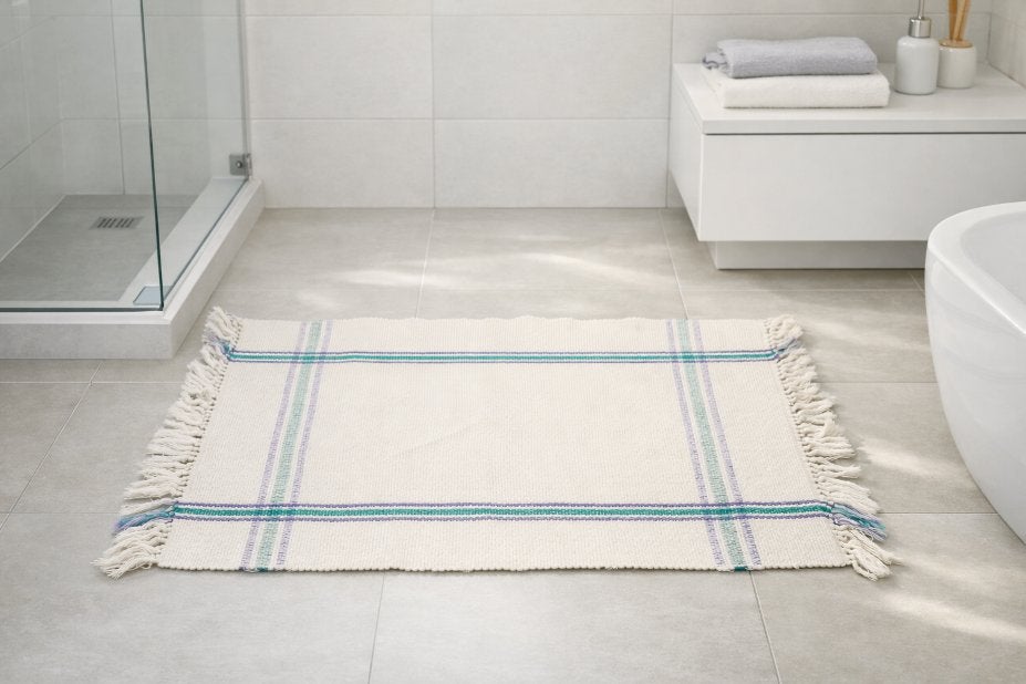 Carpette de sortie de douche – 80  58 cm, Enlèvement ou Envoi, Utilisé, Bleu