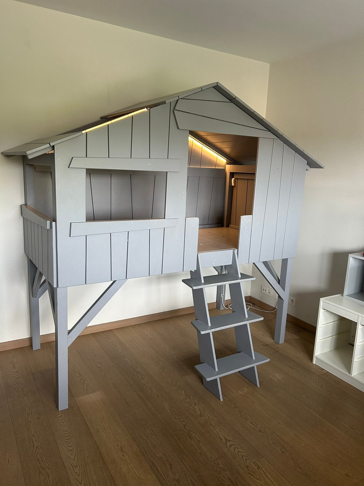 LIT CABANE EN BOIS GRIS (Mathy by Bols) ️, Enlèvement, Utilisé, Garçon ou Fille