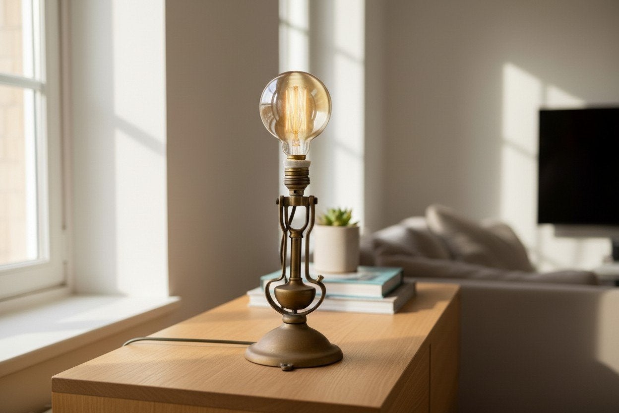 Antieke Messing Scheepslamp – Maritiem Design met Gimbal Mec, Antiek en Kunst, Ophalen of Verzenden