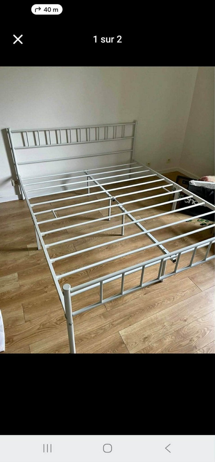 lit 2 personne 140/200cm en métal blanc en parfait état, Enlèvement, Moins de 160 cm, Autres types, 200 cm