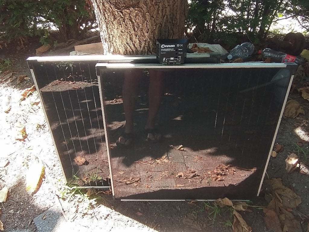 Zonnepaneel en laadregelaar voor kleine camper, Doe-het-zelf en Bouw, Zonnepanelen en Toebehoren, Ophalen, Gebruikt, Compleet systeem