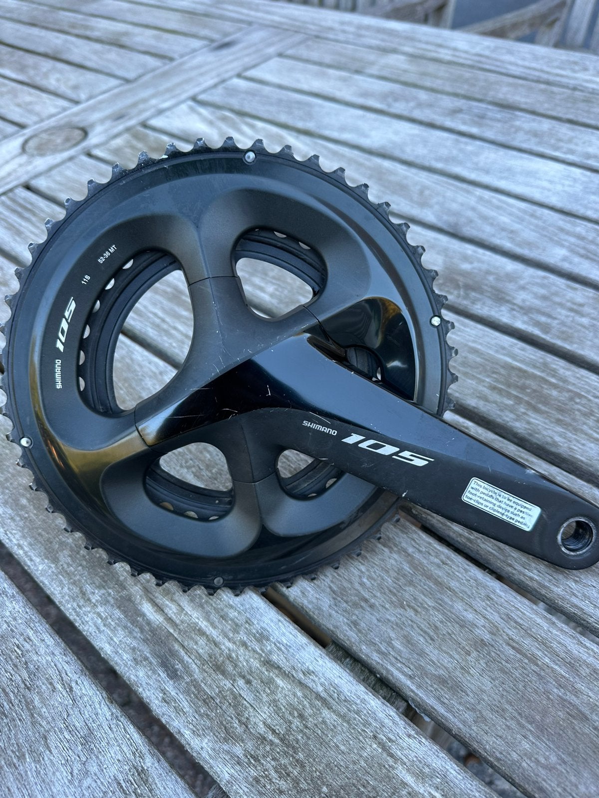 Shimano 105 (FC-R7000) crankstel (11 speed) 52-36T, Gebruikt, Aluminium, Racefiets, Ophalen