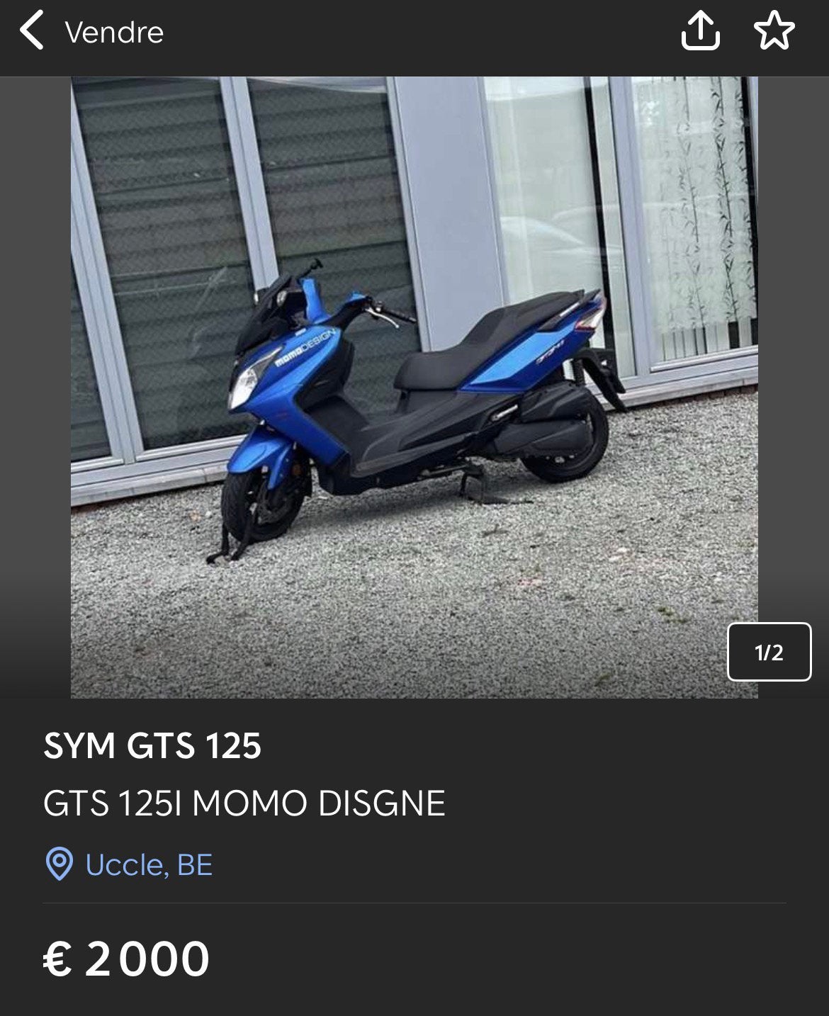 SYM GTS 125 I MOMO DISGNE PERMIS B, Vélos & Vélomoteurs, Enlèvement ou Envoi, Comme neuf, Électrique