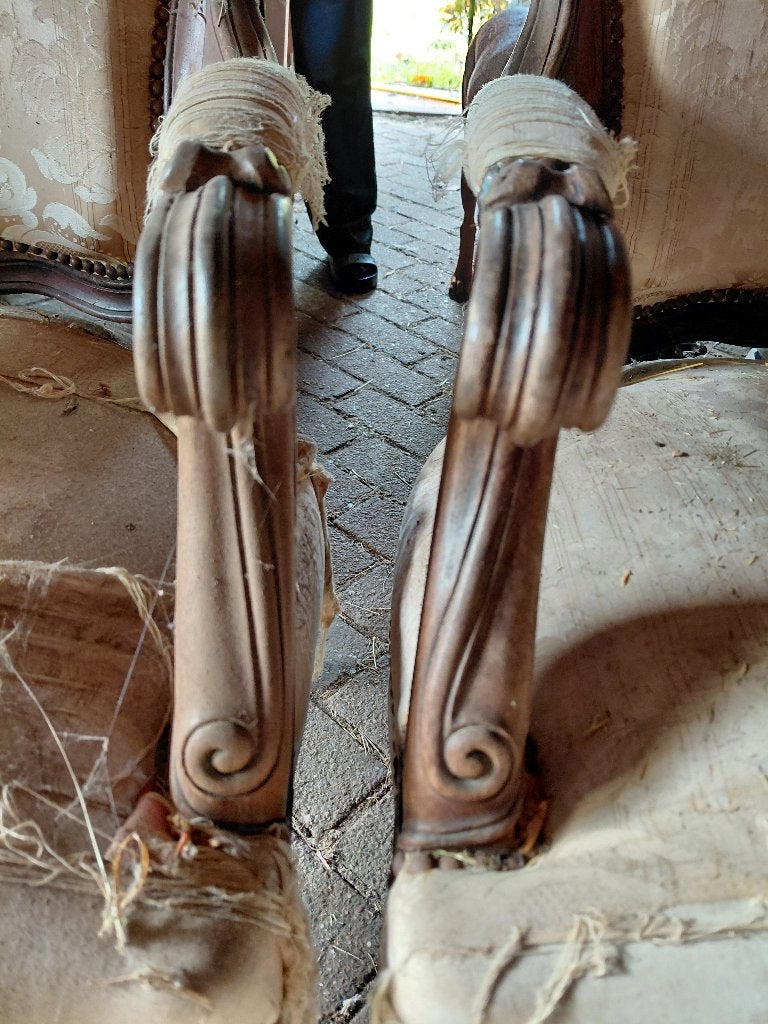 Antieke fauteuils 2 stuks, Huis en Inrichting, Ophalen, Gebruikt, Hout