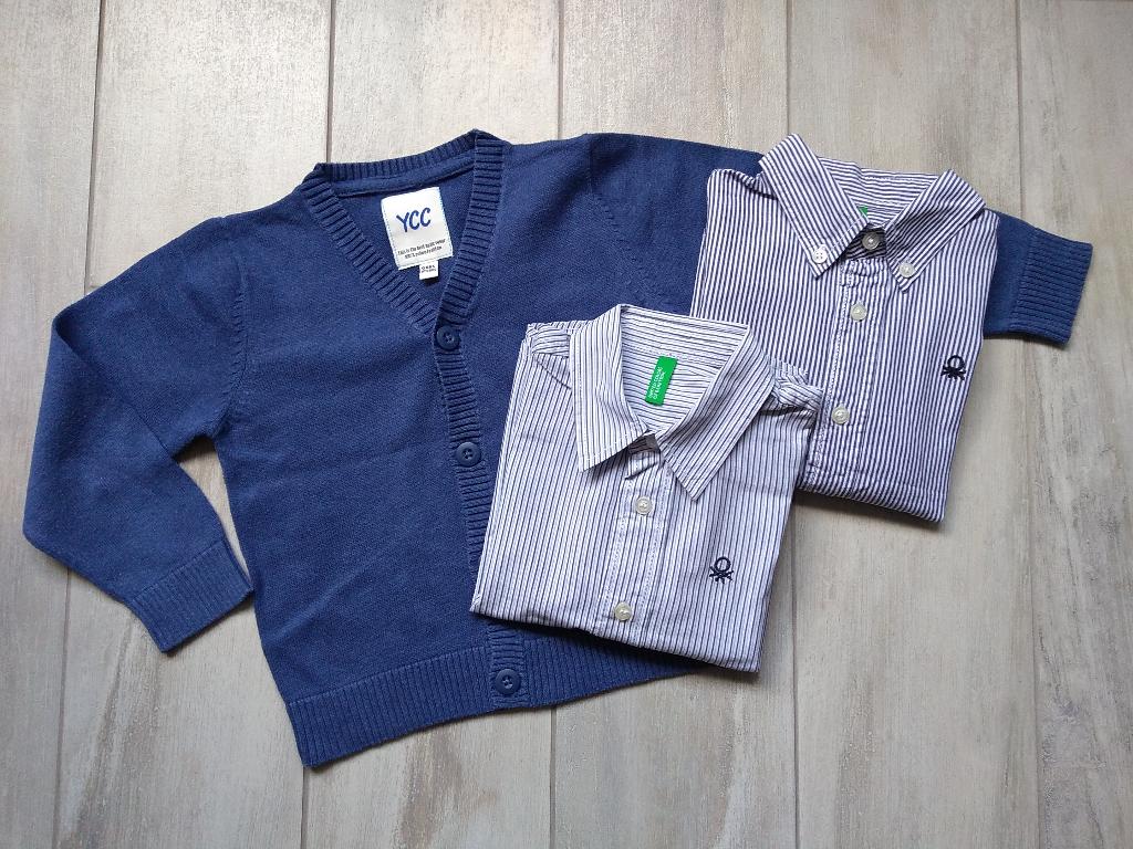 ★ M92 - set Gillet + 2 hemden van Benetton, Kinderen en Baby's, Kinderkleding | Maat 92, Ophalen of Verzenden, Zo goed als nieuw