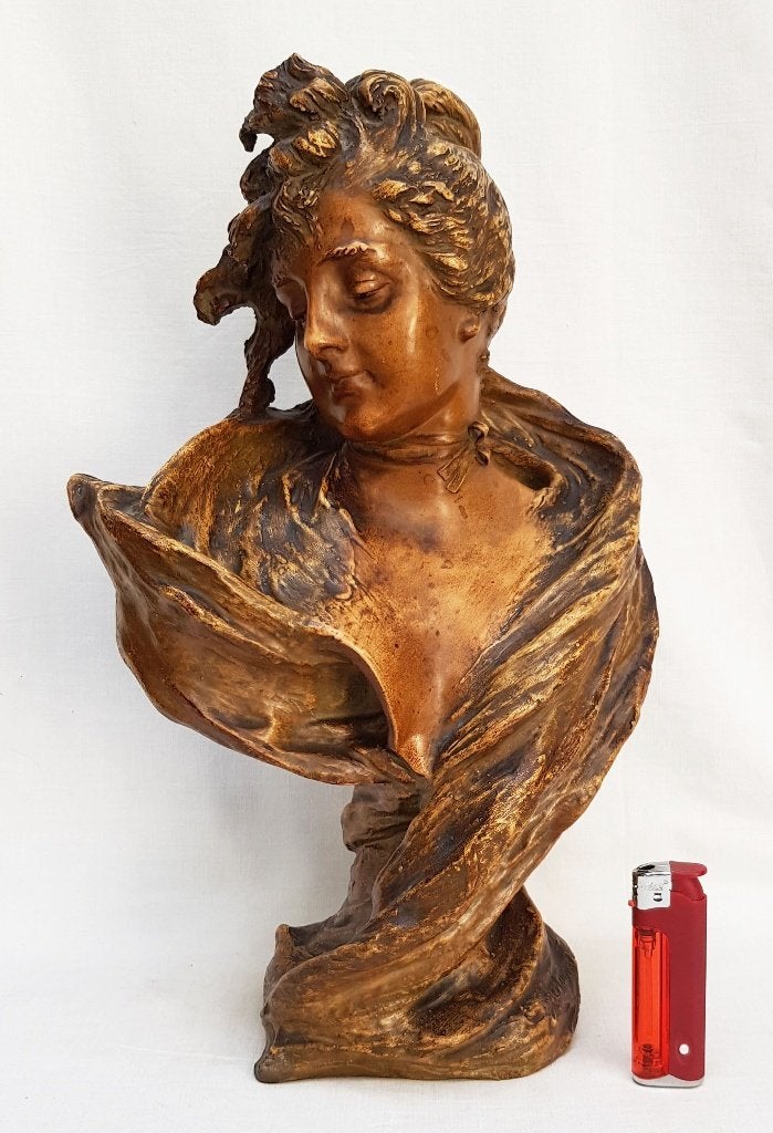 Art Nouveau Buste - Sarah Bernhardt - RSK - Stellmacher, Beschilderd, Ophalen of Verzenden, 20 - 50 cm, Steen of Keramiek