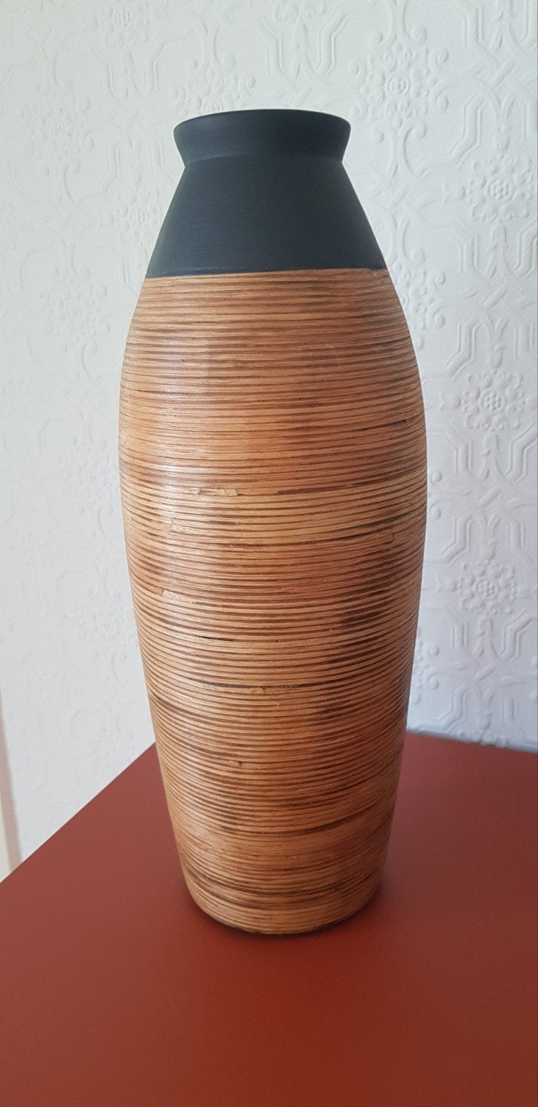 grand vase en céramique avec rotin, Enlèvement, Comme neuf, Bois