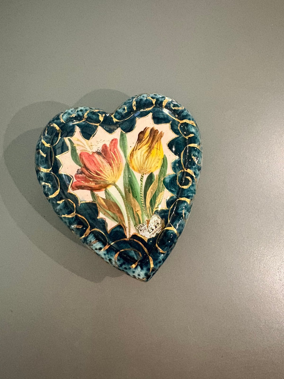 Boîte à bijoux vintage en céramique, Envoi, Comme neuf, Bleu