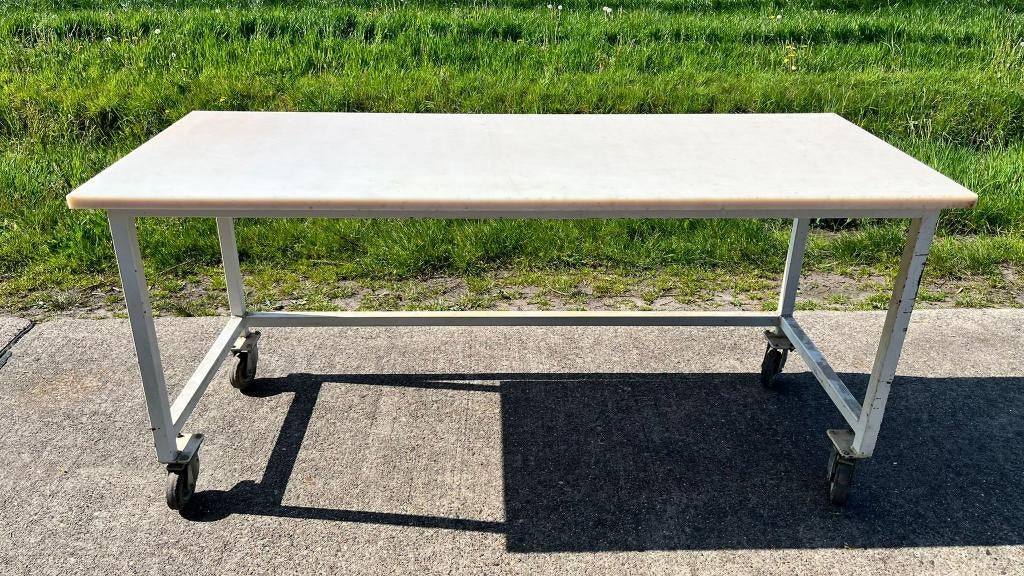 RVS werktafel op wielen 200x80 cm, Bricolage & Construction, Établis, Utilisé, 170 cm ou plus, Enlèvement