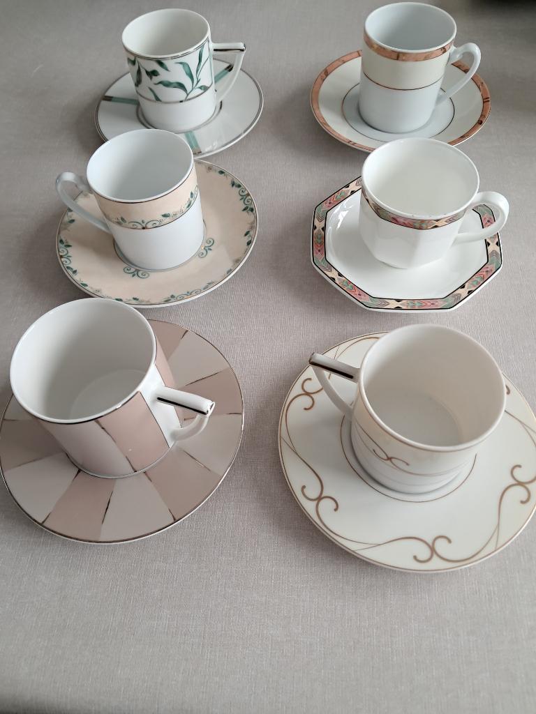 5 Limoges porseleinen kopjes/schotels+1 set Villeroy en Boch, Antiek en Kunst, Ophalen of Verzenden