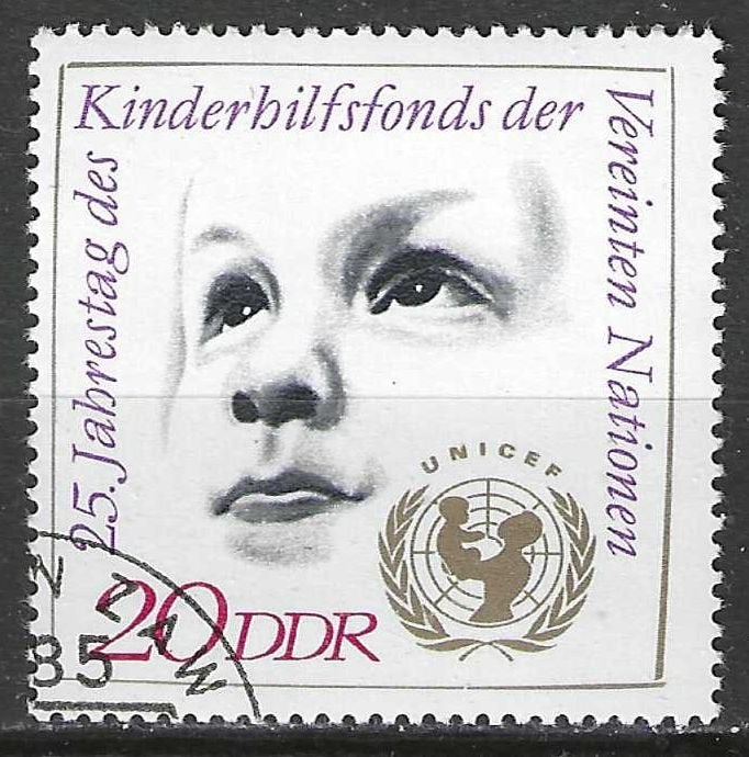 Duitsland DDR 1971 - Yvert 1379 - 25 jaar UNICEF  (ST), Postzegels en Munten, Verzenden, DDR, Gestempeld