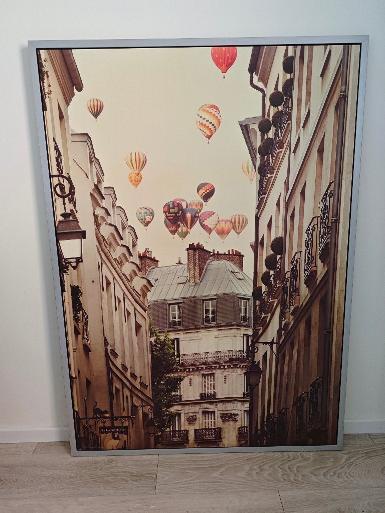 IKEA VILSHULT Parijs Luchtballonnen schilderij 140X100 cm, Ophalen, Gebruikt, 75 tot 100 cm, Schilderij