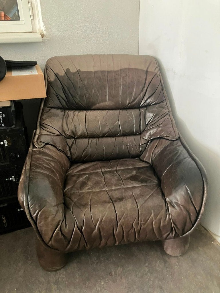 Fauteuil en cuir marron, Brun, Enlèvement, Utilisé, Leather