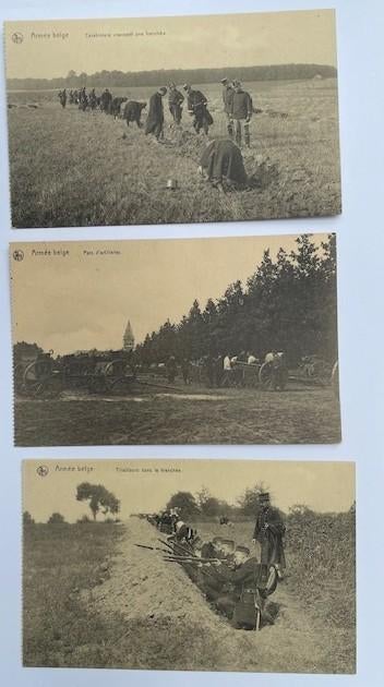 6 oude postkaarten Belgisch leger, Collections, Cartes postales | Thème, Non affranchie, Avant 1920, Autres thèmes, Enlèvement ou Envoi