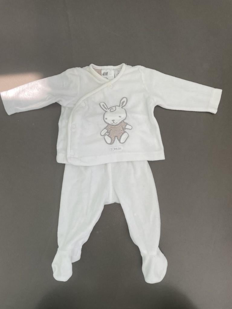 Wit 2-delig pakje maat 56 met voetjes, Kinderen en Baby's, Babykleding | Maat 56, Jongetje of Meisje, H&M, Ophalen of Verzenden