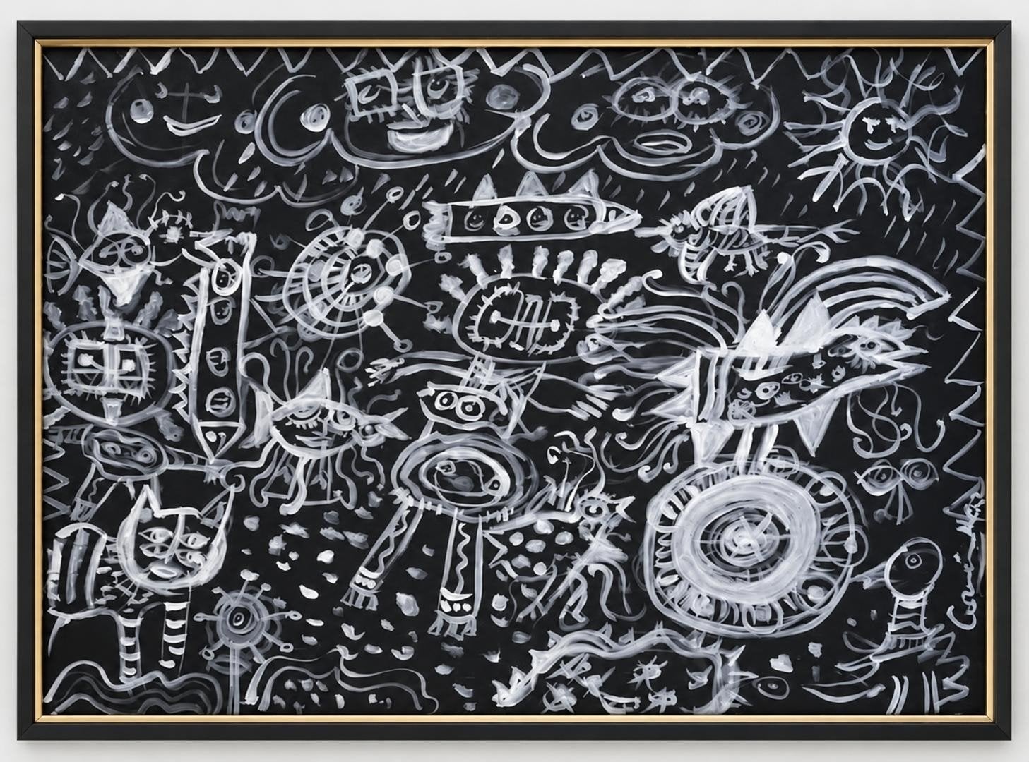 Witte en zwarte kraaienverf #Picasso #Dali #Miro #cobra, Antiek en Kunst, Ophalen of Verzenden, Composieten, Acrylverf, Abstract