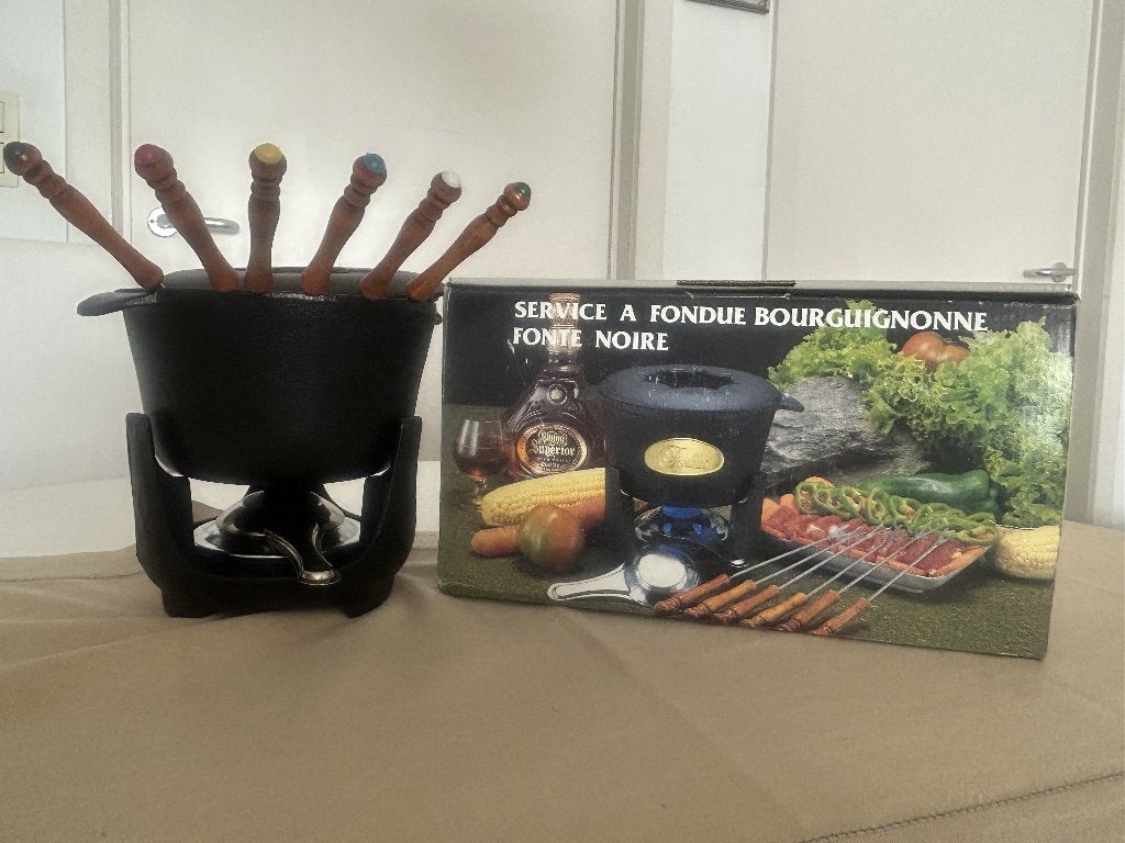 gietijzer zwart fondueset met pastabrander, Ophalen, Zo goed als nieuw, Gietijzer, Overige typen