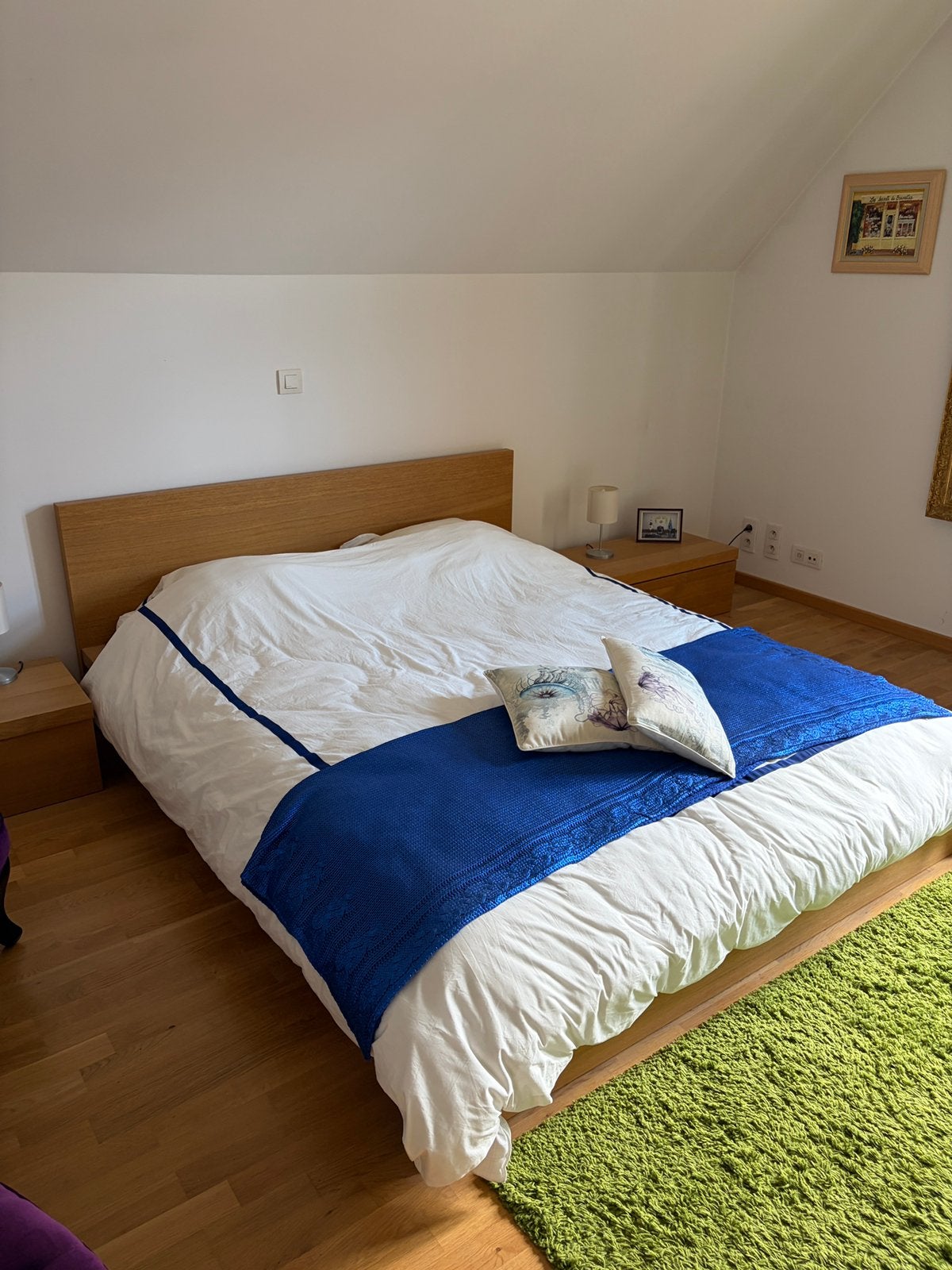 IKEA Malm bed + 1 matras + 2 nachttafels + 2 nachtlampen, Ophalen, Zo goed als nieuw