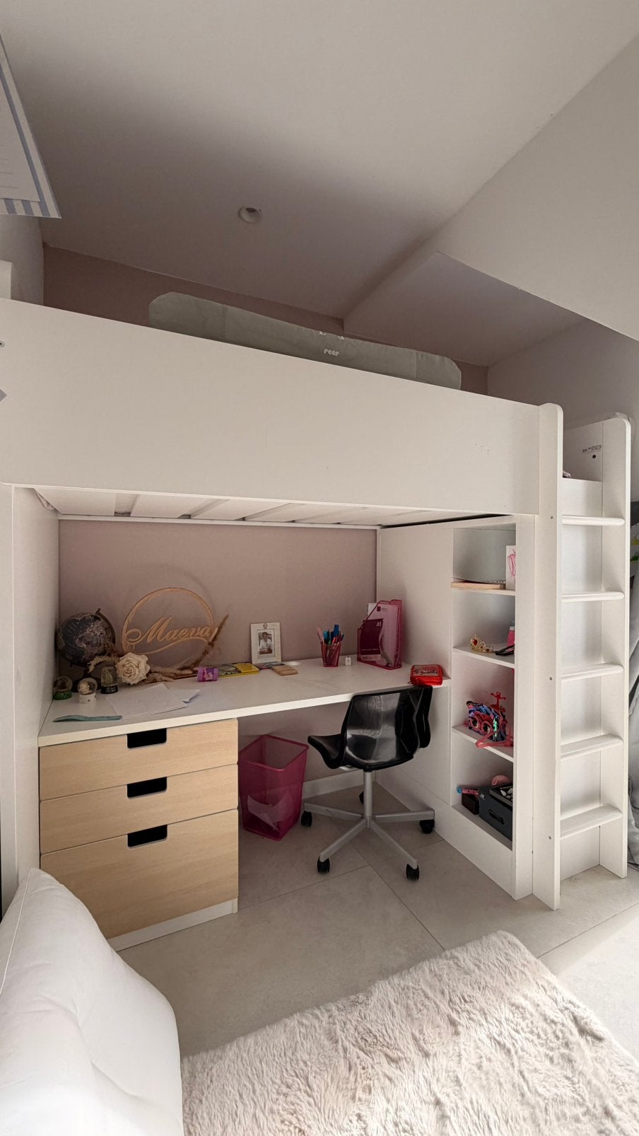 Hooglslaper met bureau en opbergruimte, Enlèvement, Comme neuf, Lit mezzanine