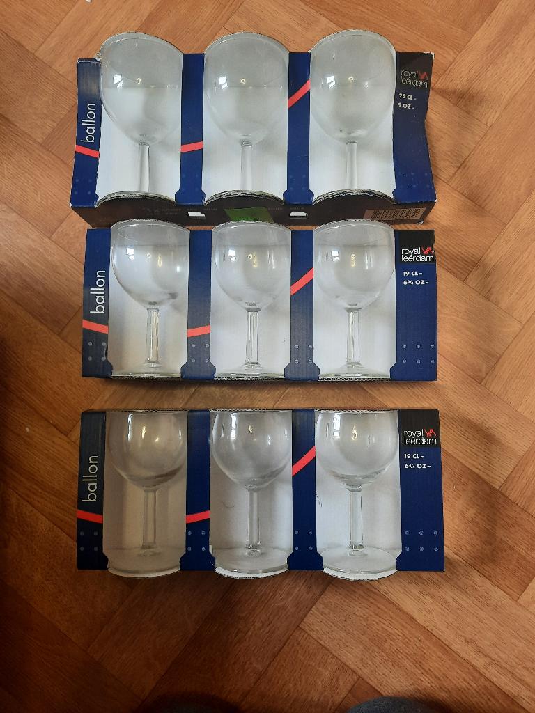 sets 3 nieuwe wijnglazen Royal Leerdam ballon 19cl en 25cl, Enlèvement ou Envoi, Neuf