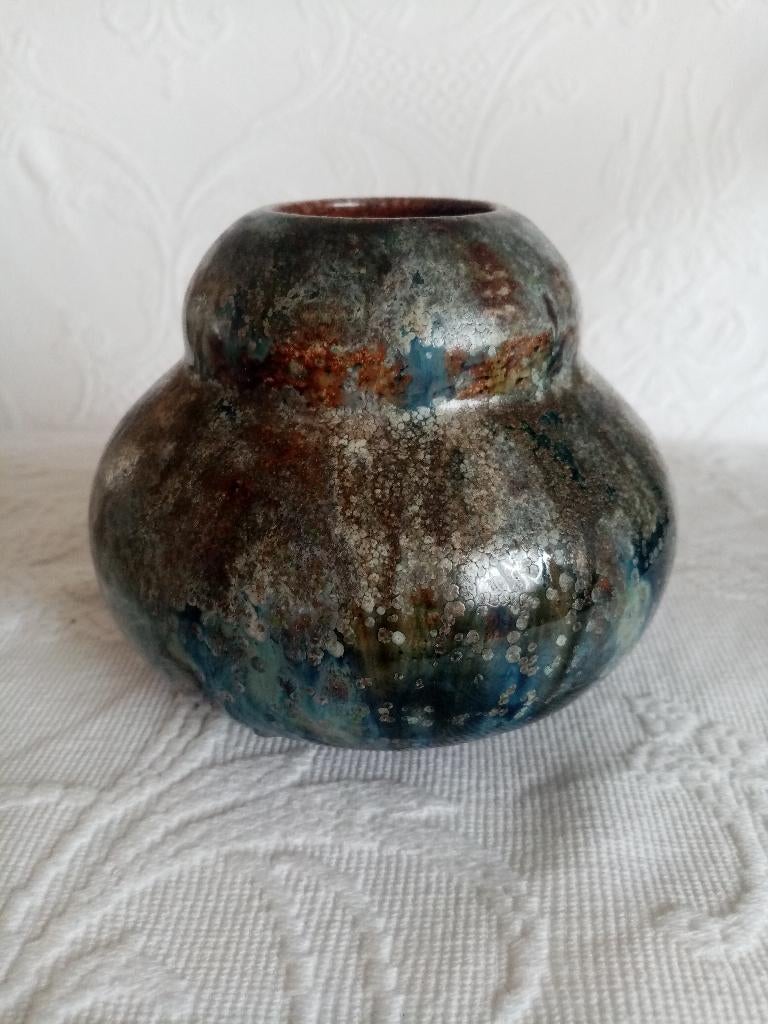 Vase en grès art/déco Roger Guerin 9.50cm 1920s, Enlèvement ou Envoi