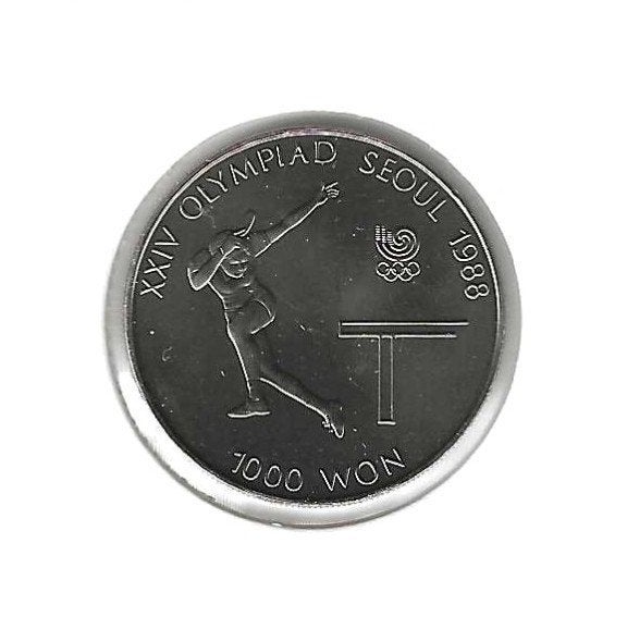Zuid-Korea, 1000 Won 1988, Olympics 1988 - Table tennis., Ophalen of Verzenden, Oost-Azië, Losse munt
