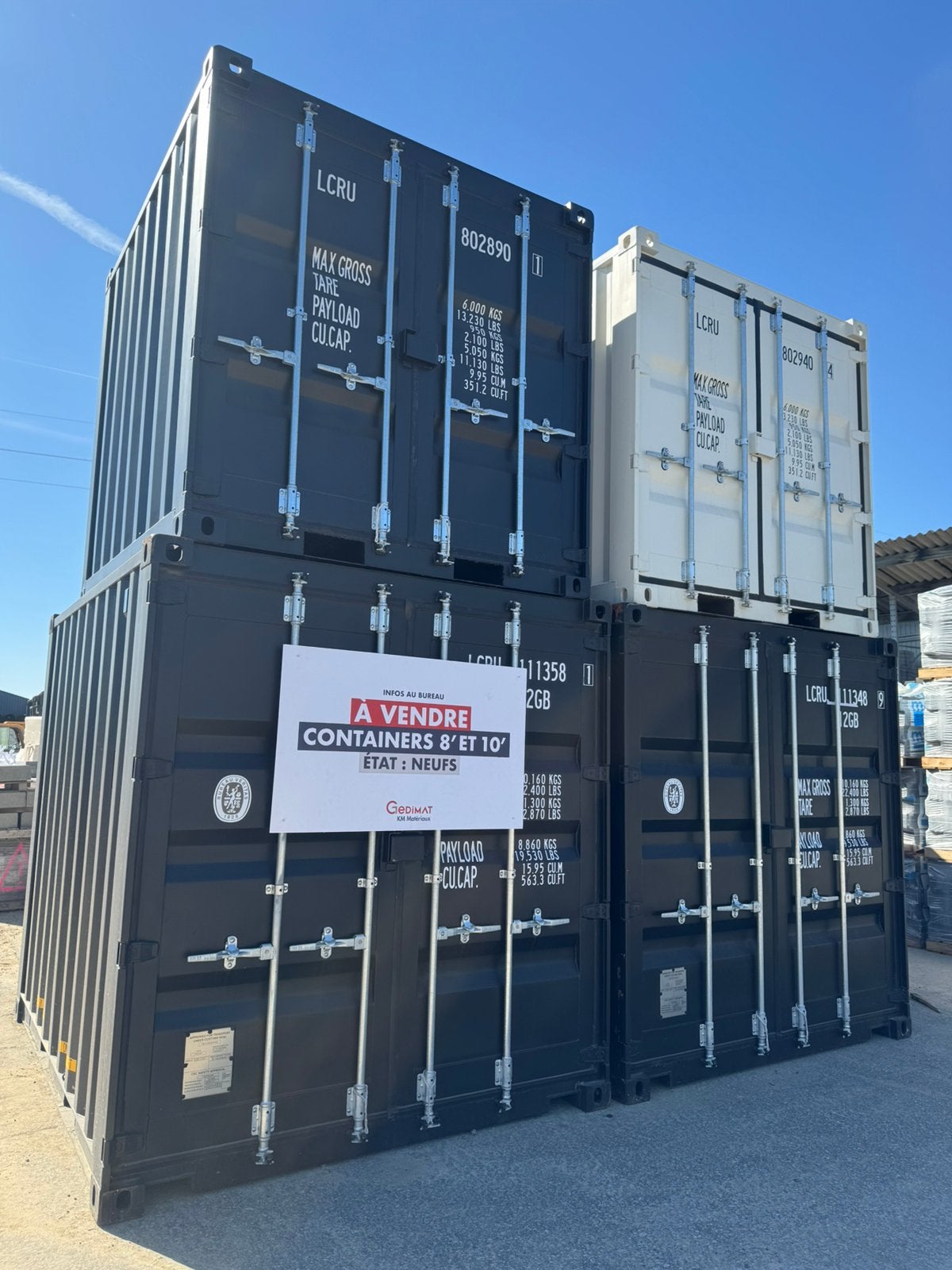 Container maritime 8 / 10 / 20 pieds – Neuf & occasion