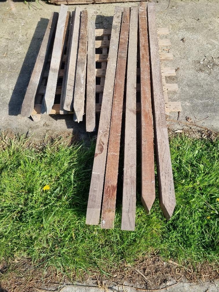 damwand planken en palen hardhout wenge, Tuin en Terras, Ophalen, Zo goed als nieuw, Palen, Hardhout