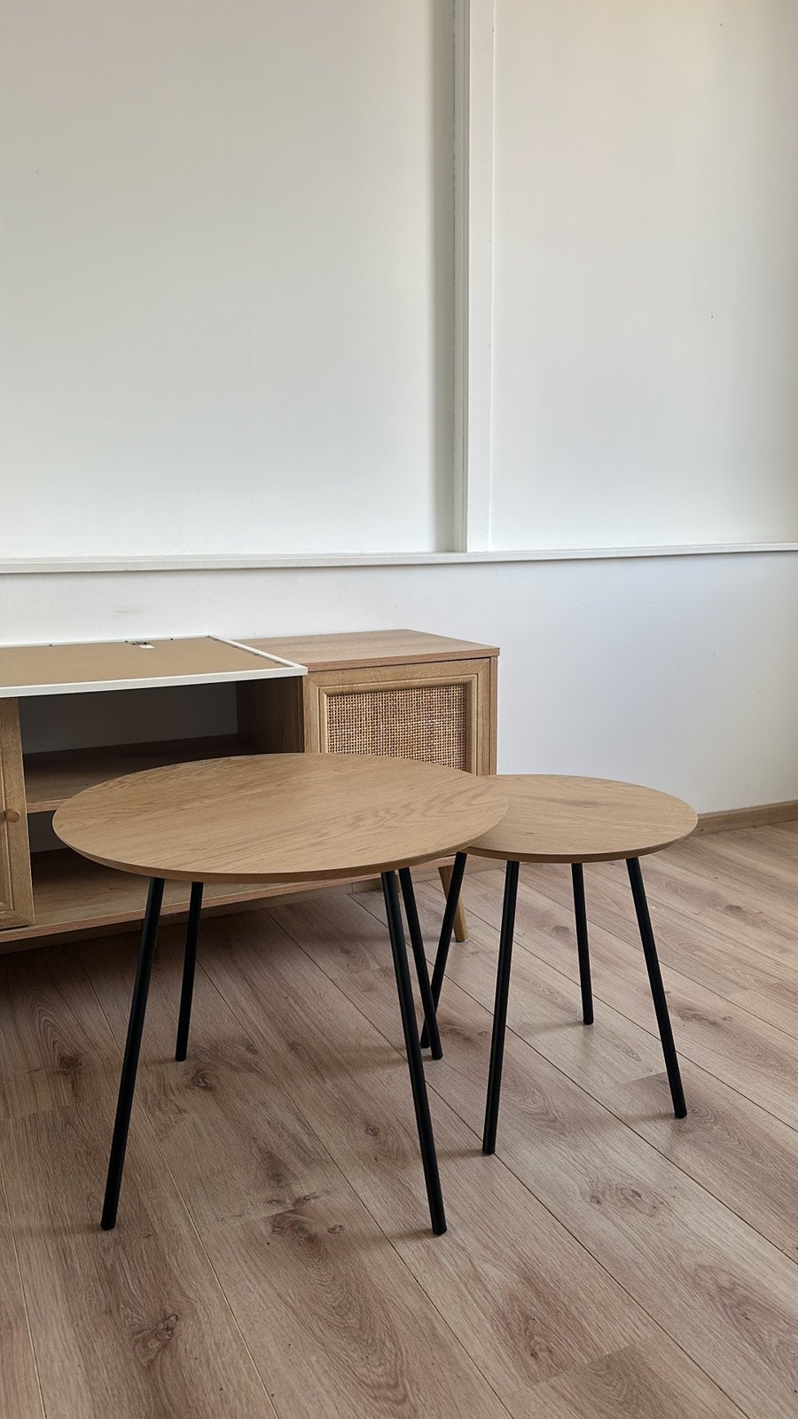 Setje salontafels van de Jysk, Enlèvement, Comme neuf, Rond, Bois